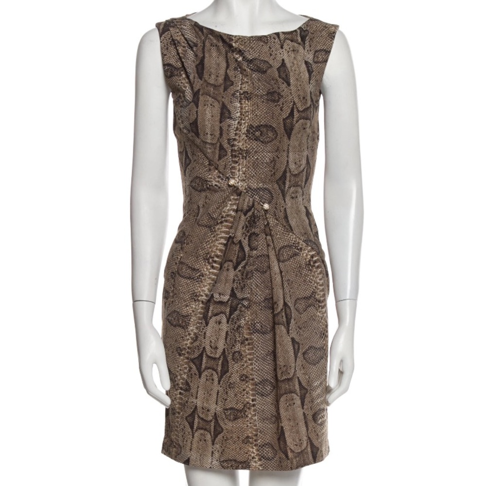 Roberto Cavalli Brown Python Print Mini Dress - S… - image 1